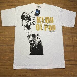 Michael Jackson King Of Pop 1958-2009 Heavy Weight‎ Shirt White Short Sleeve 2XL